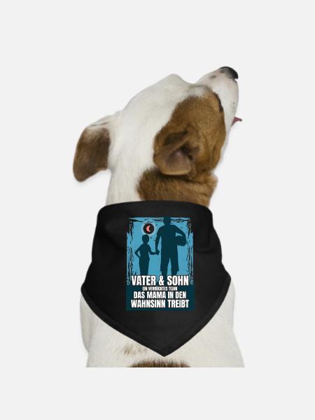 Father & Son a Crazy Team Partner Look - Dog Bandana - black - Front