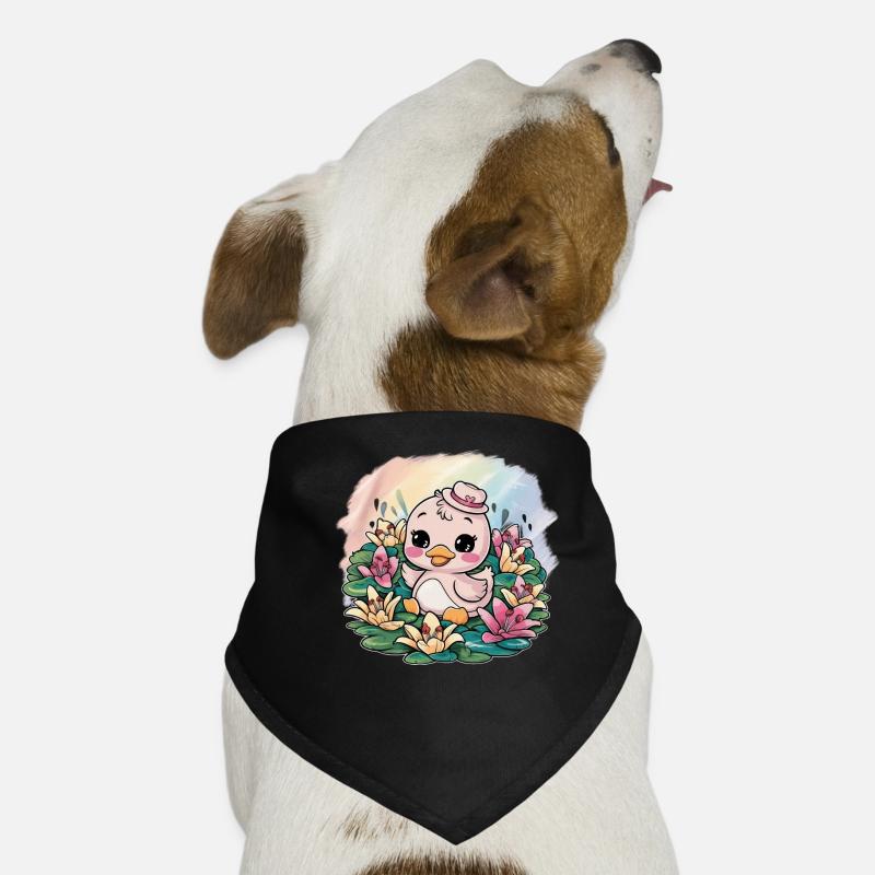 Kawaii Entchen mit farbenfrohen Lillien Hunde-Bandana