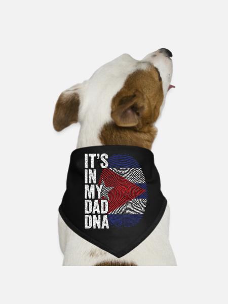 Cuba Flag Cuban Dad Footprint - Dog Bandana - black - Front