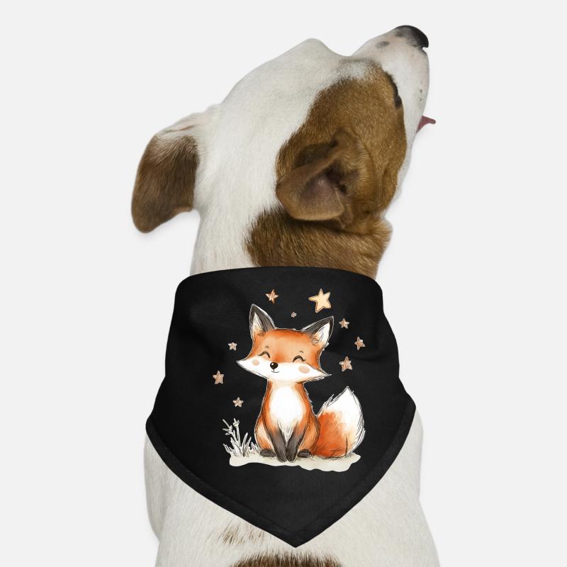Fuchs und Sterne - Hunde-Bandana - Schwarz