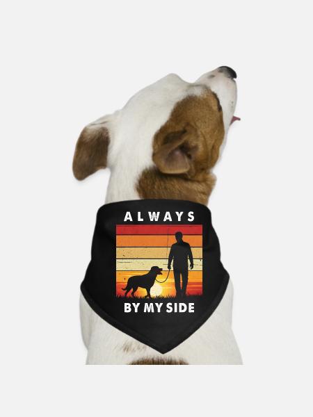Rottweiler Toujours À Mes Côtés Walkie Rétro - Bandana pour chien - noir - Devant