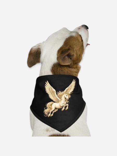 Licorne ailée – Motif fantastique magique - Bandana pour chien - noir - Devant