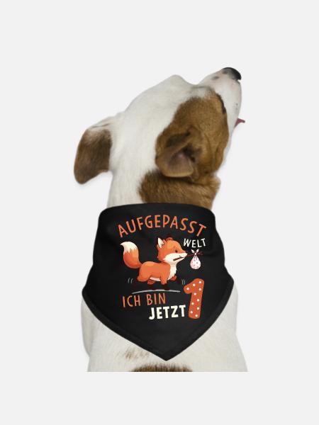 Ich bin 1 – Süßer Fuchs Erster Geburtstag - Hunde-Bandana - Schwarz - Vorne