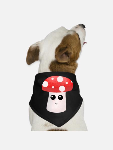 Un copain champignon Kawaii avec des points - Bandana pour chien - noir - Devant