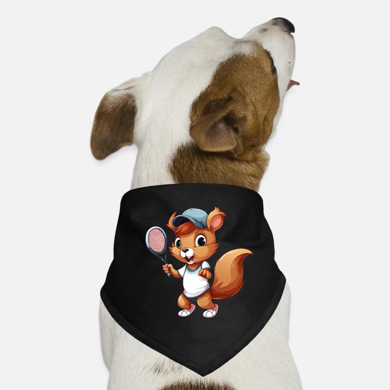 Squirrel Tennis Duo - Funny Comic Fun on Dog Bandana