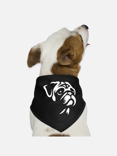 Mops Silhouette Haustier Minimalistisch Elegant - Hunde-Bandana - Schwarz - Vorne