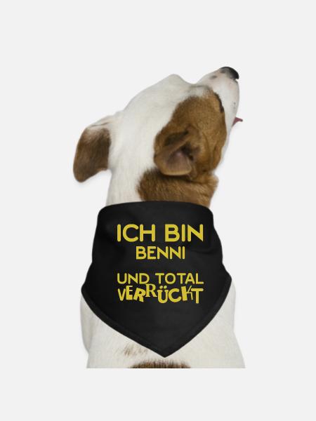 Verrückt Benni - Hunde-Bandana - Schwarz - Vorne