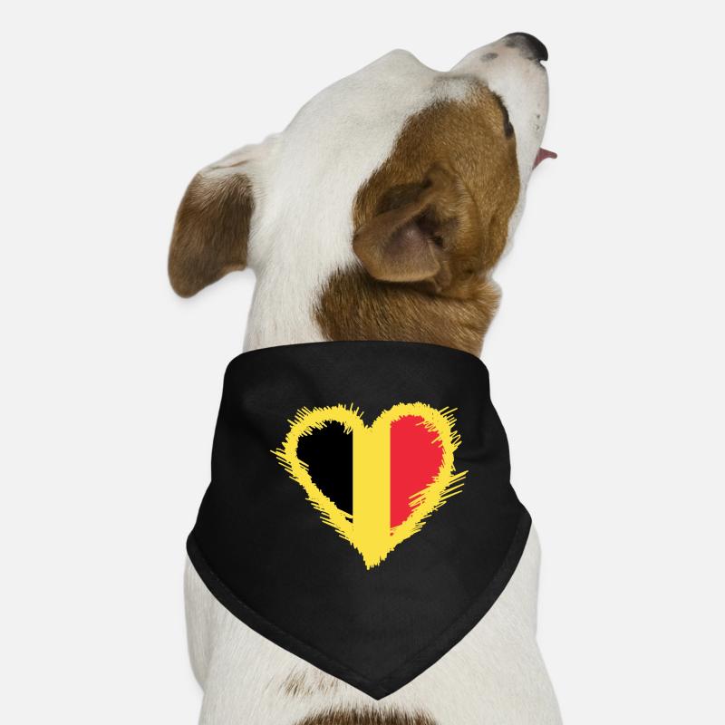 Drapeau belge avec coeur - Bandana pour chien - noir
