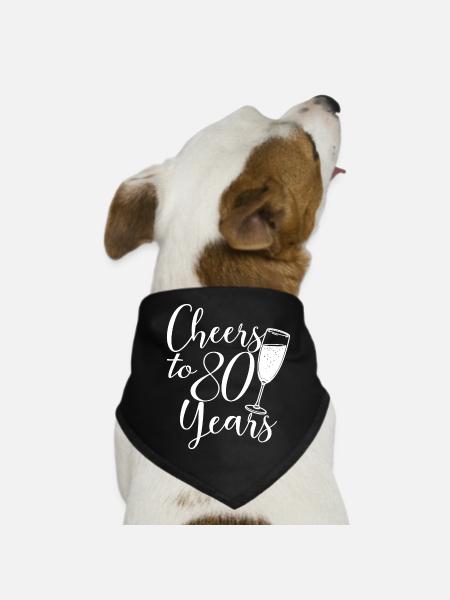80. Geburtstag Frauen Ihr Geburtstagskind 80 Jahre alt - Hunde-Bandana - Schwarz - Vorne