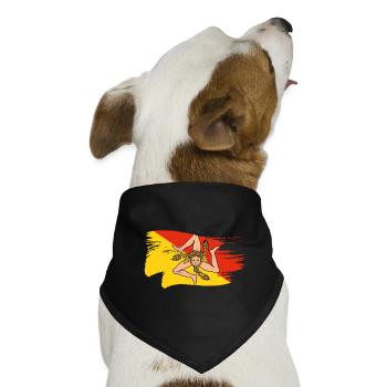 Sizilien Flagge Trinacria Sizilianische Fahne - Hunde-Bandana - Schwarz - Vorne