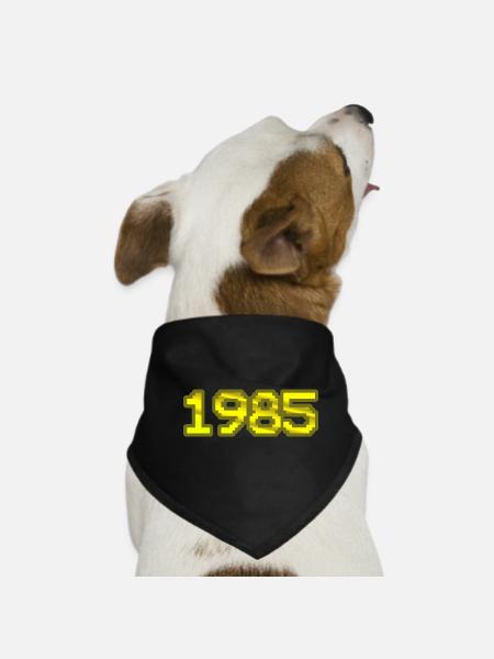Nerd 1985 - Hunde-Bandana - Schwarz - Vorne