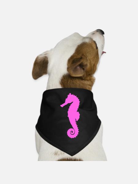 Seepferdchen pink - Hunde-Bandana - Schwarz - Vorne