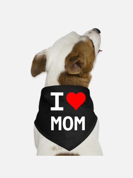 J’aime Maman – Cœur pour Maman - Bandana pour chien - noir - Devant