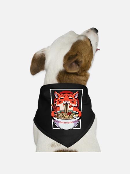 Kawaii Panda Ramen Bowl - Dog Bandana - black - Front