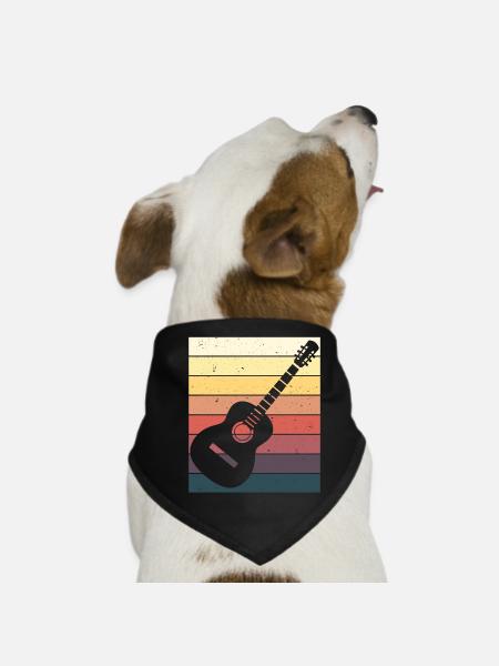Gitarrenspieler Akustische Gitarre Geschenk - Hunde-Bandana - Schwarz - Vorne