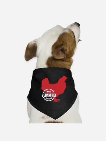 vegan frei Anti-Vegetarier Fleischliebhaber Huhn - Hunde-Bandana - Schwarz - Vorne