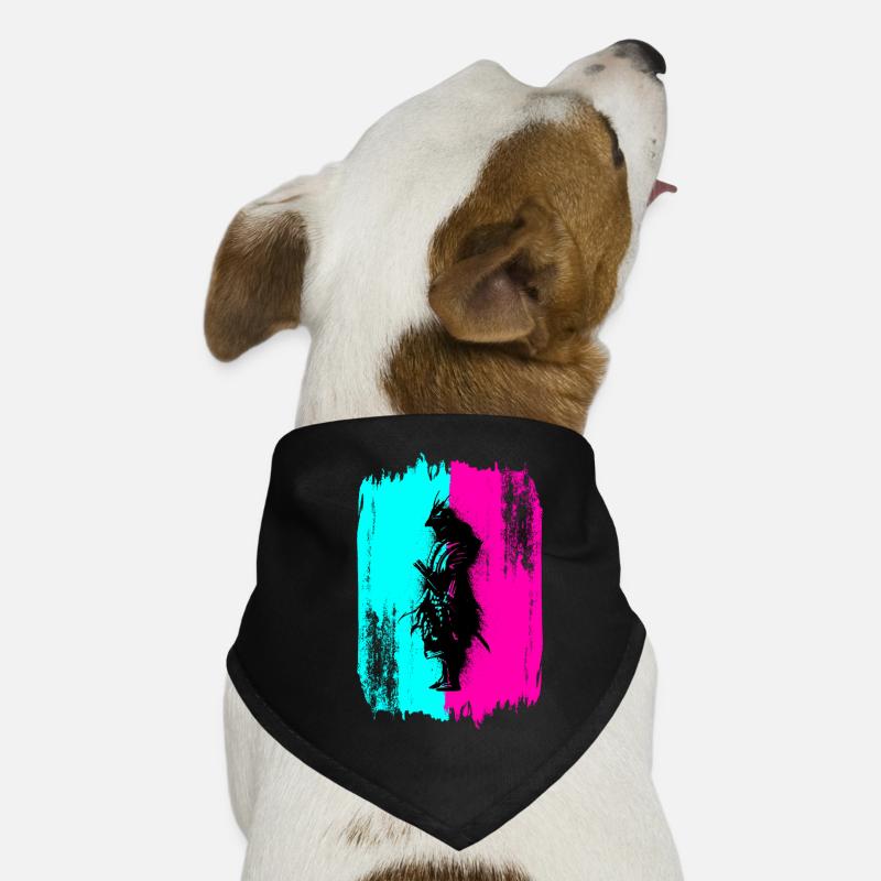 Black Samurai In A Turquoise And Pink Frame Dog Bandana