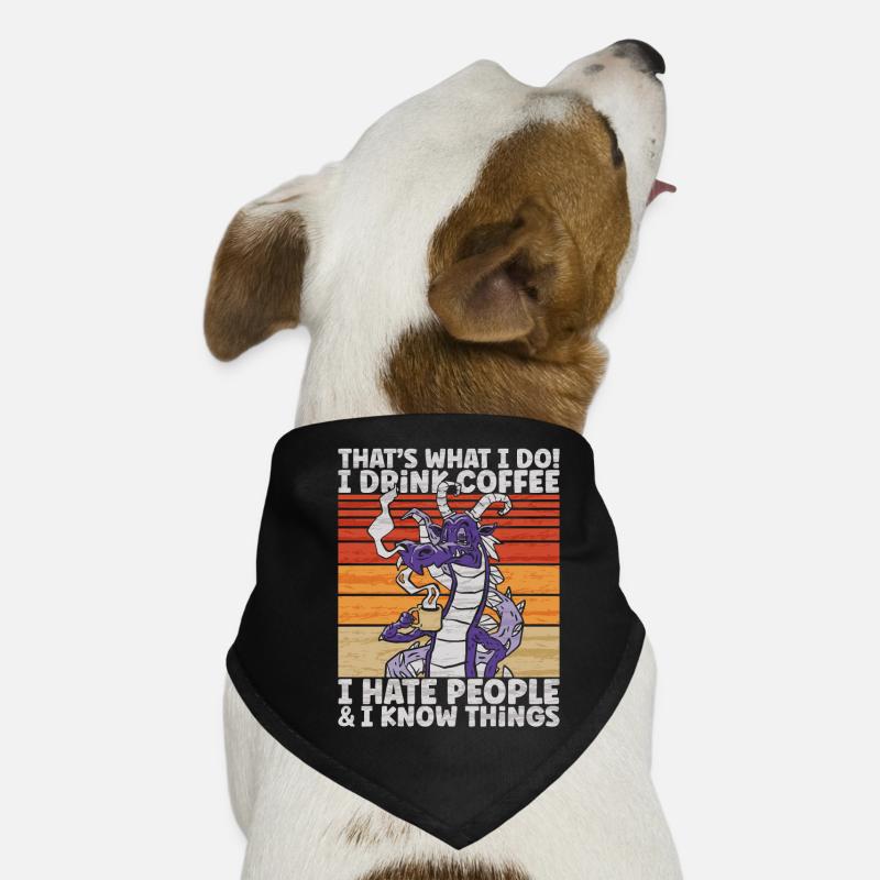 Ich hasse Menschen - Drachen Kaffee Illustration Hunde-Bandana