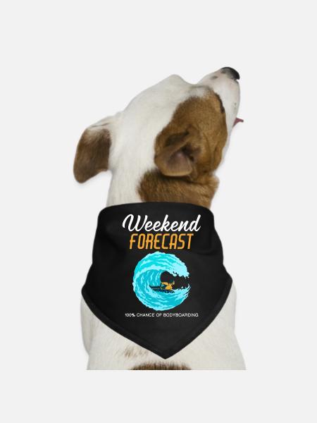 Weekend Forecast Bodyboard Bodyboarding graphic - Dog Bandana - black - Front