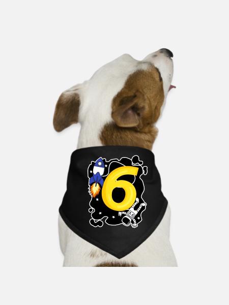 6th Birthday - 6 Years Astronaut Boy Gift - Dog Bandana - black - Front