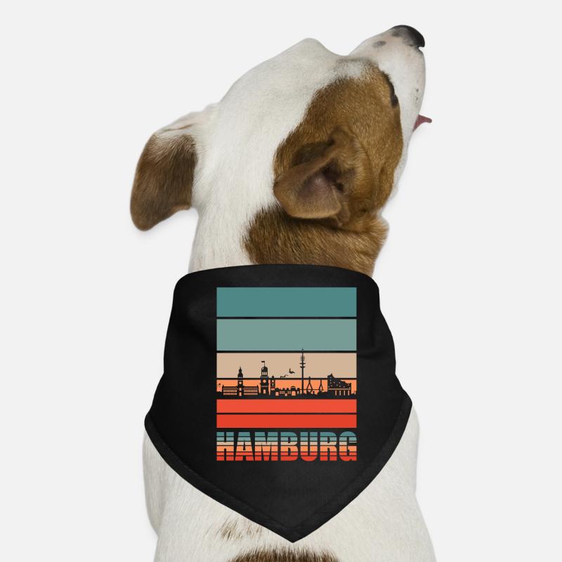 Hamburg HH Hansestadt Hamburger Geschenk - Hunde-Bandana - Schwarz