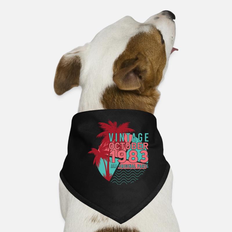 Né En Octobre 1983 Palme Rétro Bandana pour chien