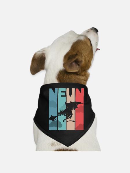 Drache 9. Geburtstag Kinder Drachen - Hunde-Bandana - Schwarz - Vorne