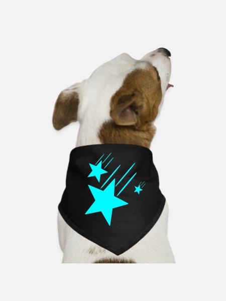3 étoiles turquoise - Bandana pour chien - noir - Devant