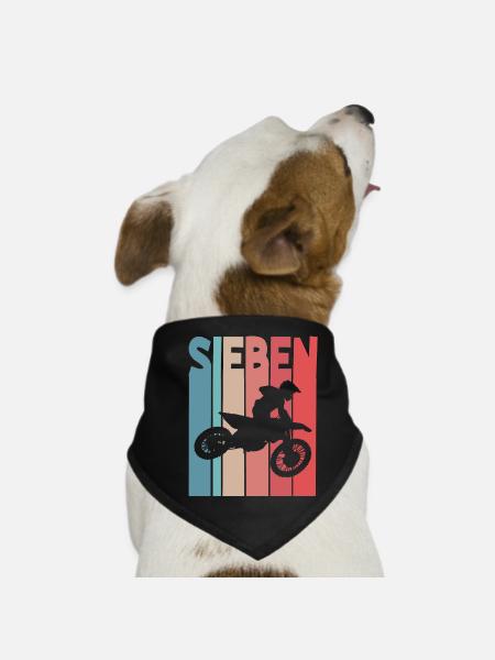 Motocross 7 Jahre Kindergeburtstag 7. Geburtstag - Hunde-Bandana - Schwarz - Vorne