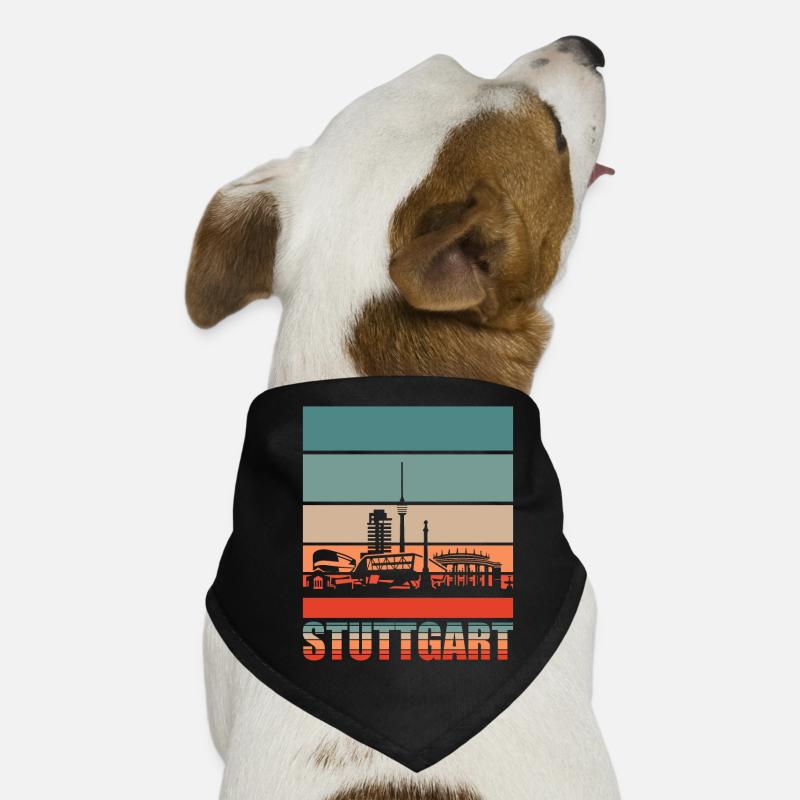 Stuttgart Retro Skyline Stadt Hunde-Bandana