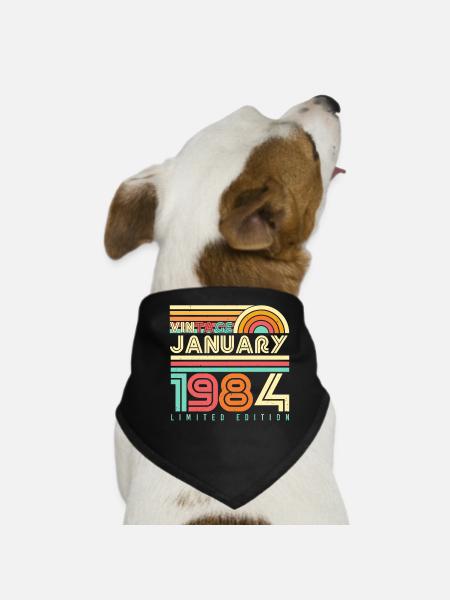 Born January 1984 Vintage - Dog Bandana - black - Front