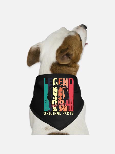 Born February 1984 Lion Vintage - Dog Bandana - black - Front