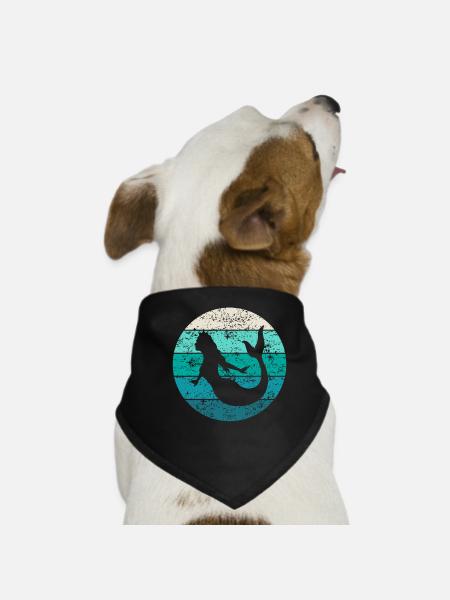 Mermaid Gift Ladies Girls Retro Vintage - Dog Bandana - black - Front