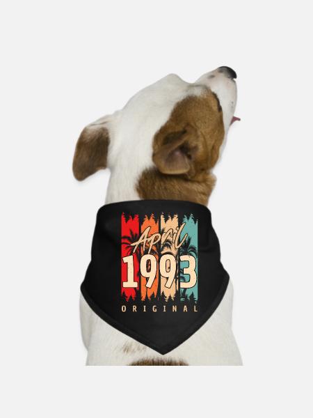 Best year of birth April 1993 - Dog Bandana - black - Front