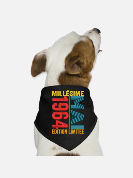 Millésime Mai 1964 58e anniversaire 58 ans - Bandana pour chien - noir - Devant