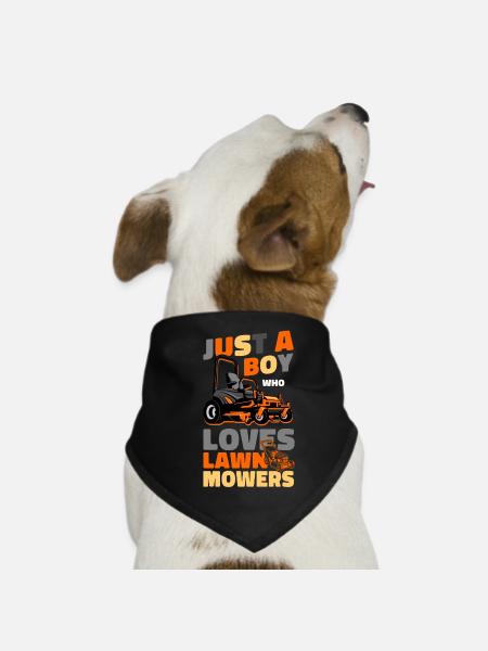 Lawn Mower Mowing Dad Father - Dog Bandana - black - Front