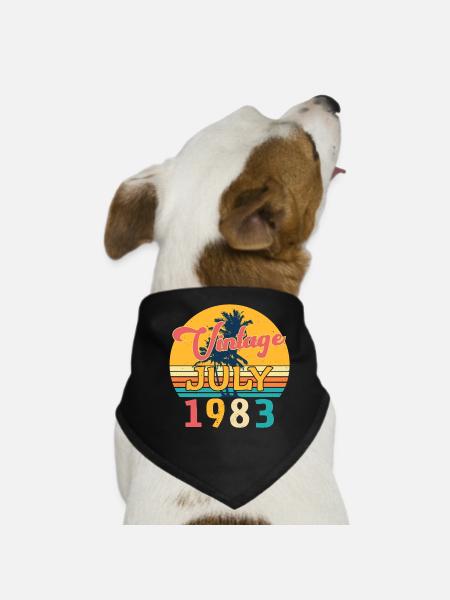 Voeux d'anniversaire cool pour juillet 1983 - Bandana pour chien - noir - Devant