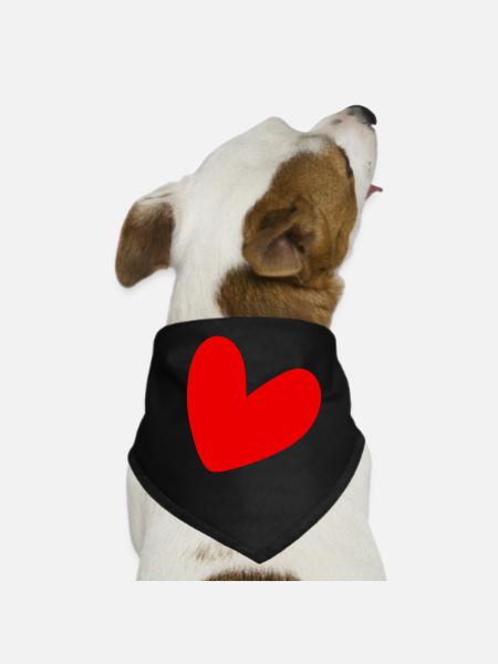 Cool Red Heart - Dog Bandana - black - Front