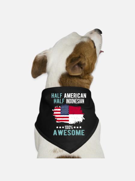 Half American Half Indonesian - Dog Bandana - black - Front
