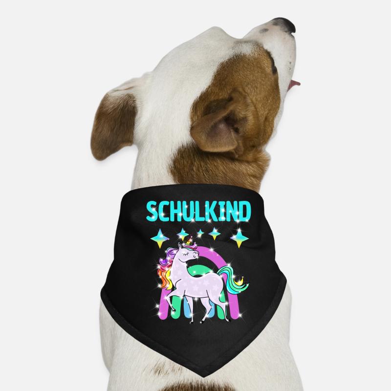 Schulkind Glitzer Einhorn mit Regenbogen Hunde-Bandana