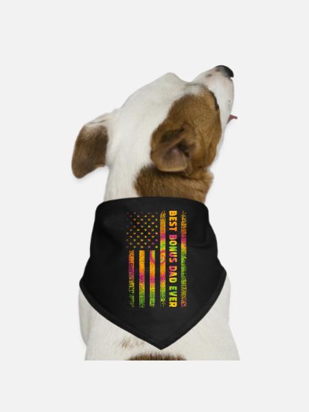 Best Bonus Dad ever - Dog Bandana - black - Front