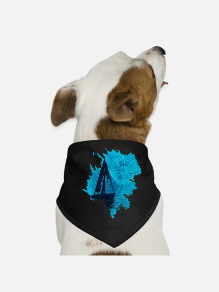 Sailboat - Dog Bandana - black - Front