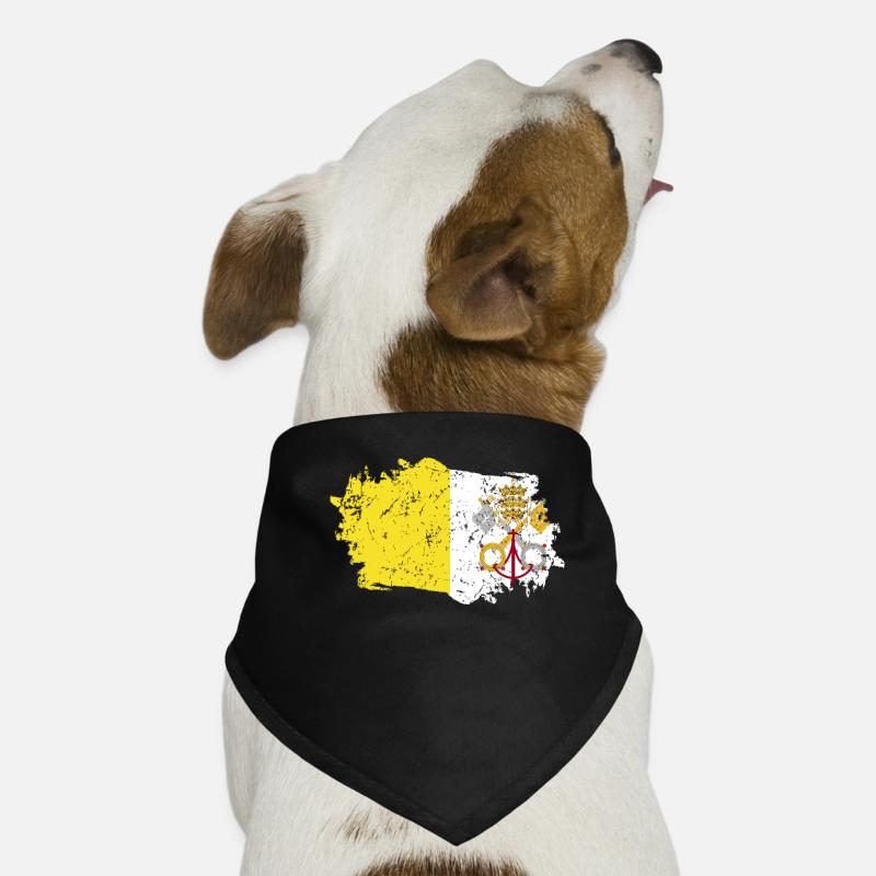 Drapeau de la Cité du Vatican Grunge Drapeau de la Cité du Vatican - Bandana pour chien - noir