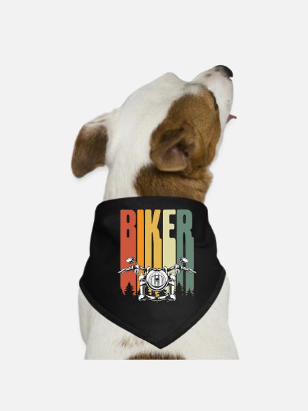 Colorful Biker Retro - Dog Bandana - black - Front