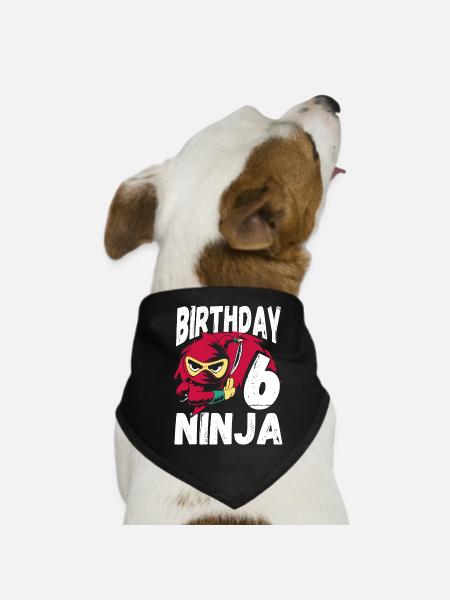 Cool Ninja for your 6th birthday - Dog Bandana - black - Front