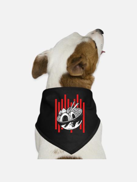 Nouilles Ramen blanches - Bandana pour chien - noir - Devant