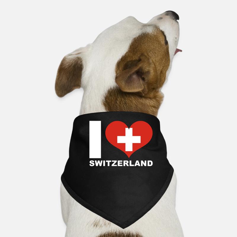 Ich liebe Schweiz Herz Flagge Schweiz Hunde-Bandana