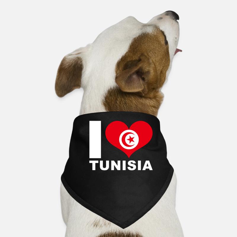 J’aime tunisie drapeau du cœur Tunisie Bandana pour chien
