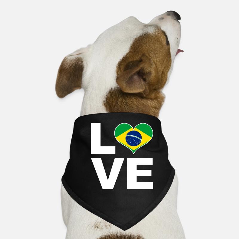 J’aime le drapeau du cœur du Brésil Bandana pour chien