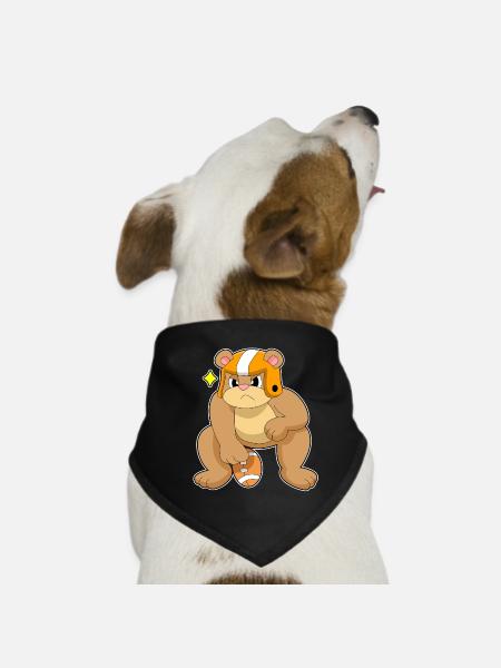 Bär American Football Sport - Hunde-Bandana - Schwarz - Vorne